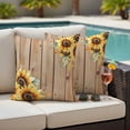 thumbnail image 4 of 2 Pack Outdoor Waterproof Throw Pillow Covers,Spring Watercolor Sunflower Farm Wood Board Decorative Patio Pillowcases for Chair Couch Sofa 16x16in, 4 of 9