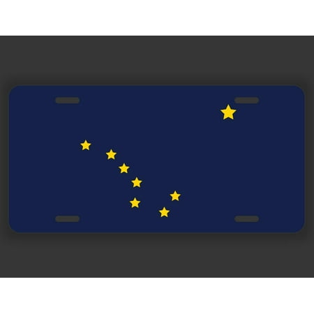 Alaska State Flag License Plate Tag Vanity Novelty Metal | UV Printed Metal | 6-Inches By 12-Inches | Car Truck RV Trailer Wall Shop Man Cave | (Best Rv For Alaska)