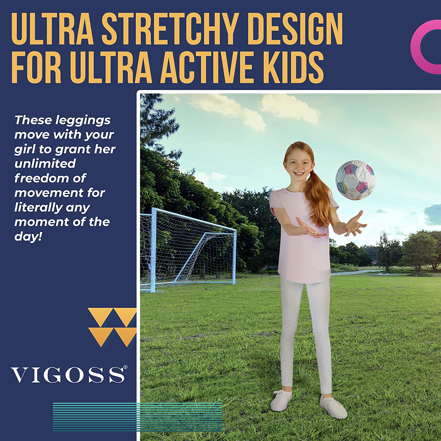 EEVEE Girls Stretch Soft Leggings - Solid & Print Styles For Active School Travel
