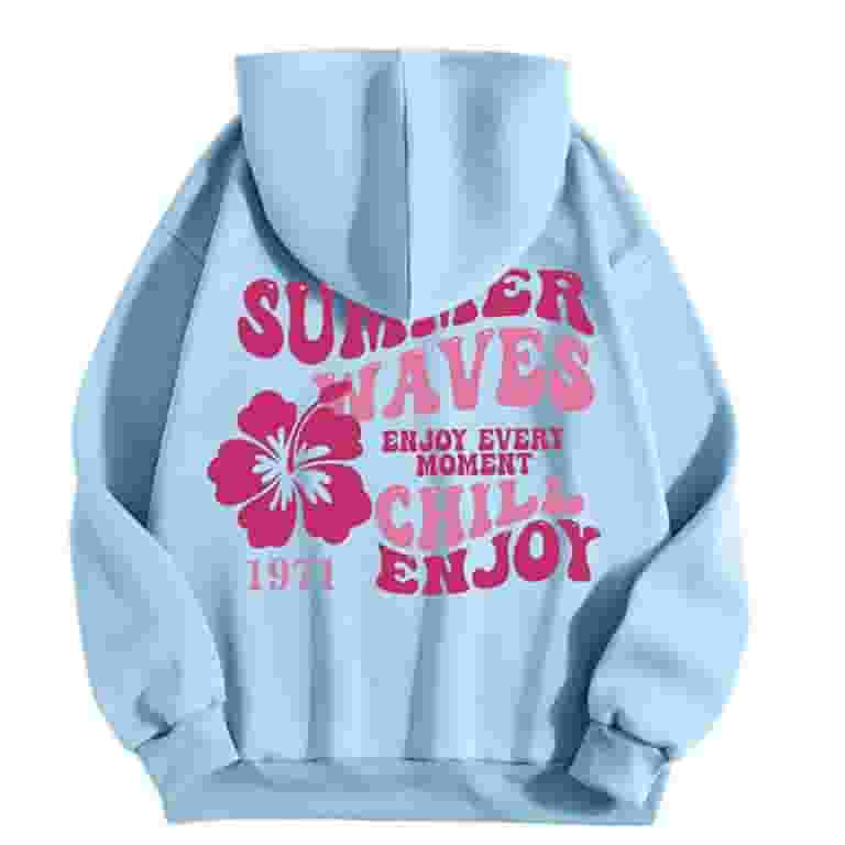 【BAON】Jukoni Flower Two Way String Hood Jumper BUYHO Y2k Hoodie, Casual Hoodies Long Sleeve Print Graphic