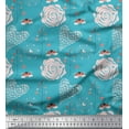 thumbnail image 1 of Soimoi Georgette Viscose Fabric Heart,Bee & Floral Artistic Print Fabric by Yard 42 Inch Wide, 1 of 3