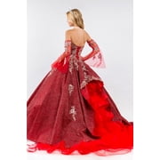 Womens Elizabeth K Ruffled Glitter Ball Gown Sweetheart Quinceanera Dress Gl1912 Rose Pink Gold Size 3XL