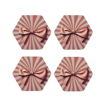 

Vsdgher Retro Bow Leather Coasters for Drinks Durable Drink Coasters 4 Set for Tabletop Protection Luxurious Home Décor and Housewarming Gift-Hexagon