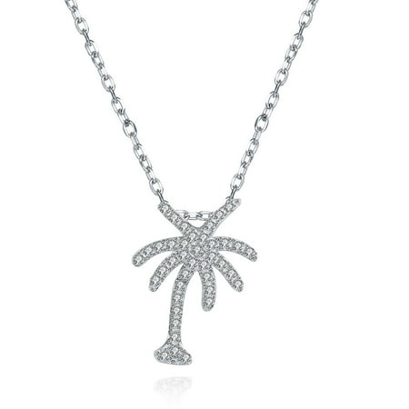 - Aventura Jewellery Swarovski Elements Palm Tree Sterling Silver Necklace
