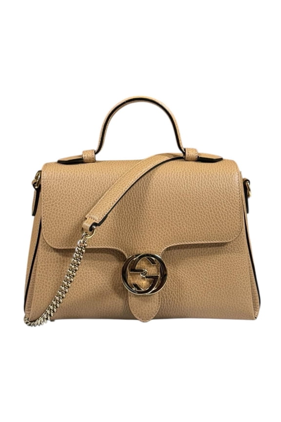 Pre-Owned Gucci Interlocking G Shoulder Bag, Leather 510302, Beige, Women's, GUCCI... (Good)
