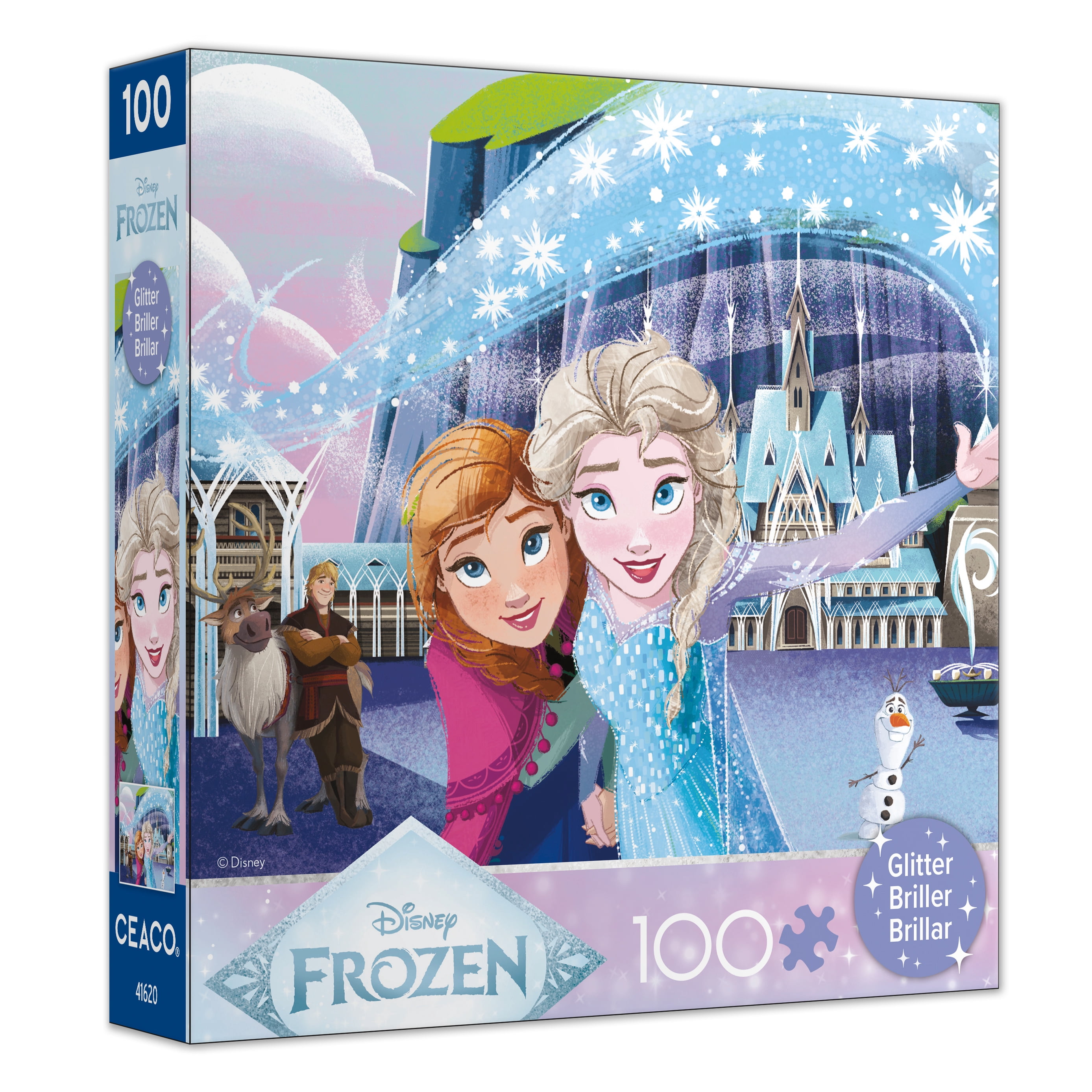 Ceaco Disney Sparkling Sisters Glitter 100-Piece Interlocking Jigsaw Puzzle for Children Ages 6+