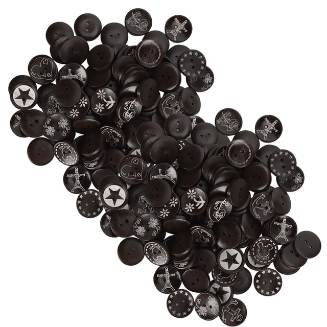 Wood Button, Clothing Accessories Sewing Fastener 2-Hole Button Dark Coffee DIY Sewing Accessory For DIY Handicrafts For Daily Clothing