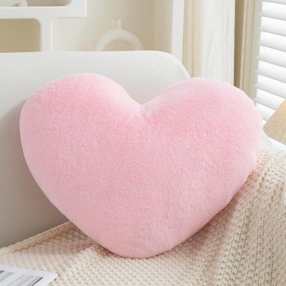 Plush Pillow, Heart Shape Cushion, Fluffy Throw Pillows, Valentines Day Decorations, Decorative Back Cushions, Love Pillows Cute Pillow for Living Room Bedroom Nursery Decor, Pink,13*10 in
