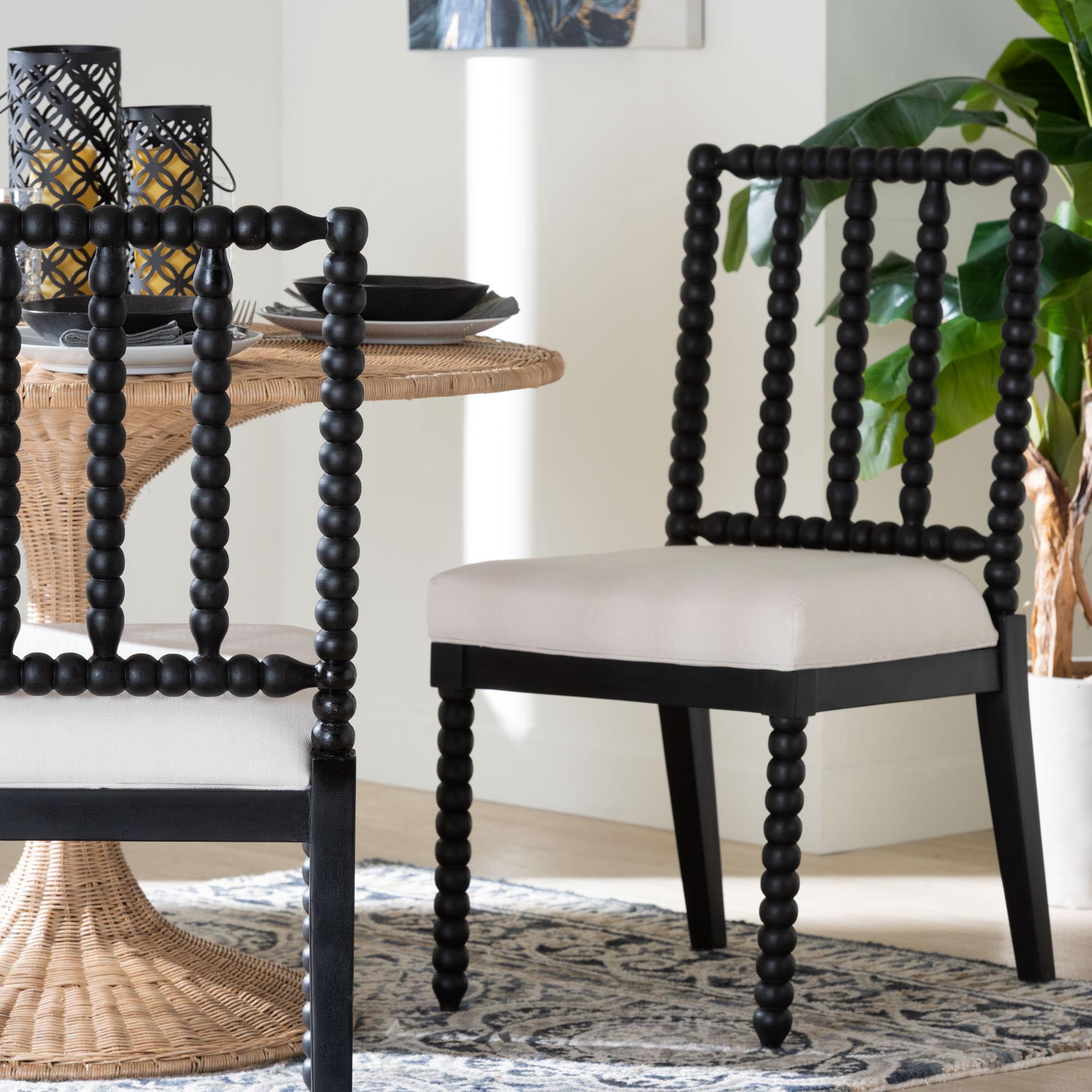 bali & pari Deya Traditional Dining Chair, Dining Height, Black