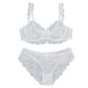 thumbnail image 3 of Conjunto de sujetador de mujer Sujetador de encaje de mujer Bragas Ultra delgadas Ahueca hacia fuera Encantador Atractivo Conjunto de ropa interior transpirable Blanco 80A ANGGREK Otros, 3 of 8