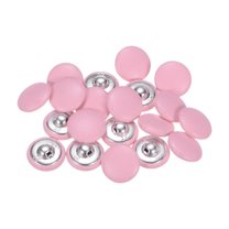 Uxcell 20Pcs Leather Covered Button Metal Round Sewing Buttons Pink