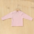 thumbnail image 3 of mgoYE Girls' Lettuce Trim Ribbed Shirts Cotton Blend Long Sleeve Crew Neck Base Layer Slim Fit Trendy Tops(Pink,18-24 Months), 3 of 5