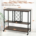 thumbnail image 2 of Gymax Industrial Liquor Bar Cart Rolling Kitchen Serving Cart w/ Wine Rack Glass Holder, 2 of 10