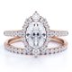 thumbnail image 1 of JeenMata Anillo de Bodas Vintage con Pavé de Diamantes Reales de Corte Ovalado y Halo Engastado en Oro Rosa de 10 K, 1 of 6