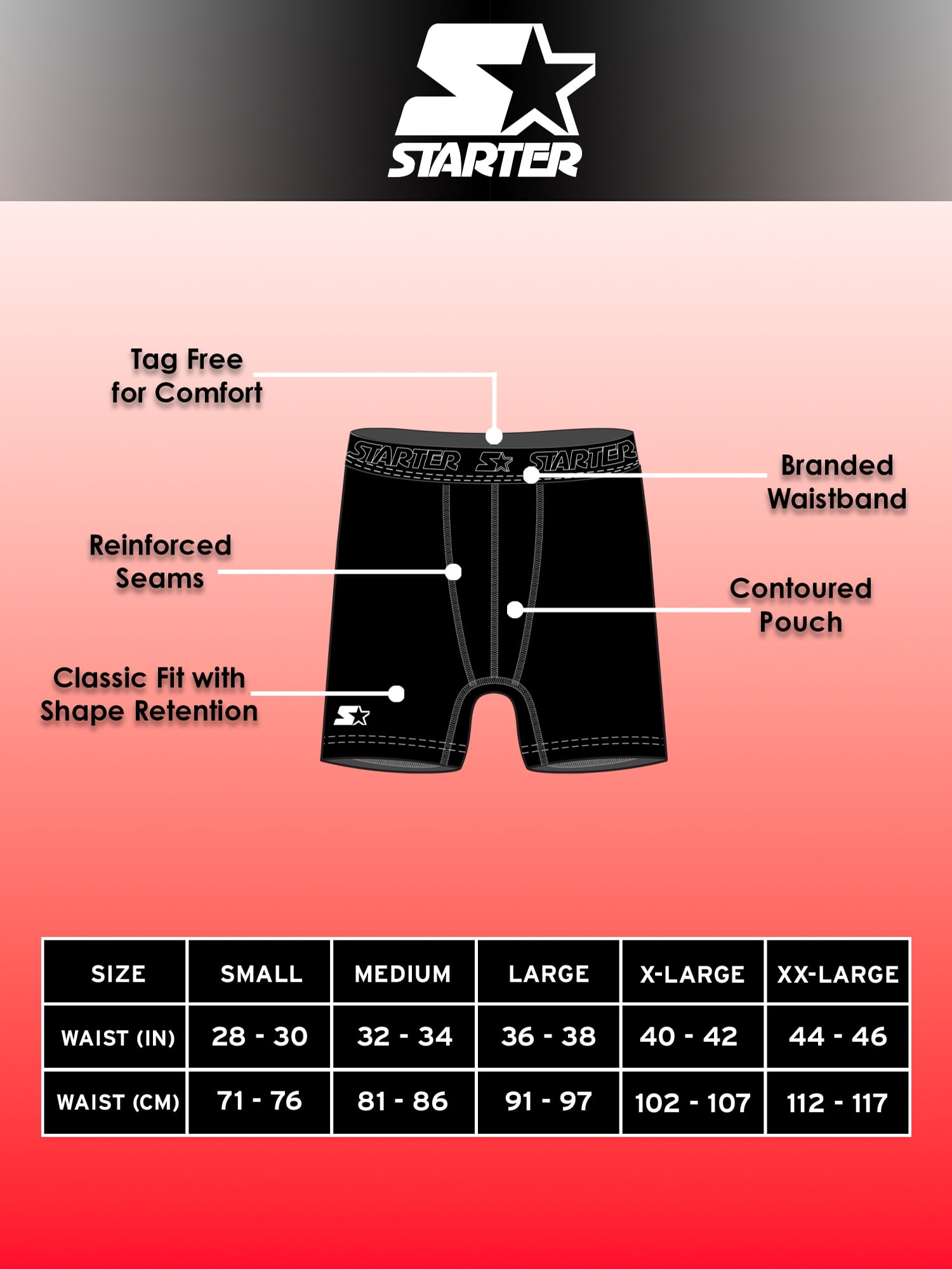 Starter Mens Boxer Briefs Active Performance Breathable Underwear for Men, 6 -Pack 