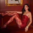 thumbnail image 5 of HXWCHs 2024 Women's Sisters Style Lace Trim Wrap Top and Bodycon Mini Skirt Suit Set with Socks L Red, 5 of 8
