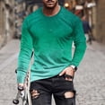 thumbnail image 3 of Wrtxtat Ombre Tops for Men Casual Tie Dye Gradient Print Long Sleeve Overszied Crewneck Pullover Sweatshirts Big and Tall Regular Fit Athletic Workout Tees Shirt Green#02 L, 3 of 5