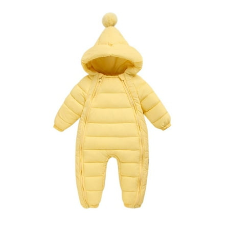 

GYRATEDREAM 0-2T Toddler Baby Girls Boys Zipper Down Jumpsuits Winter Warm Hooded Romper Snowsuit Windproof Outwear