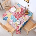 thumbnail image 2 of Vibrant Mixed Pioneer Flower Pattern Square Tablecloth,Waterproof Square Table Cover,Wipeable Spillproof Washable Table Cover for Home Kitchen Party Decor 42"X42"(107x107cm), 2 of 6