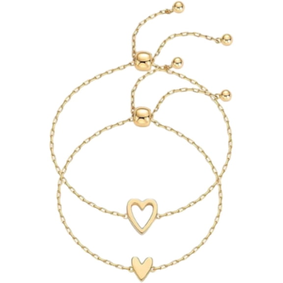 Adjustable Love Friendship Two Bracelet Pack | Gold Plated Matching Bracelets