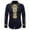 Navy, variant on IROINNID Button Up Shirts for Men Totem Print Shirt African Style Long-sleeved Stand-up Collar Shirt Blouse,Black