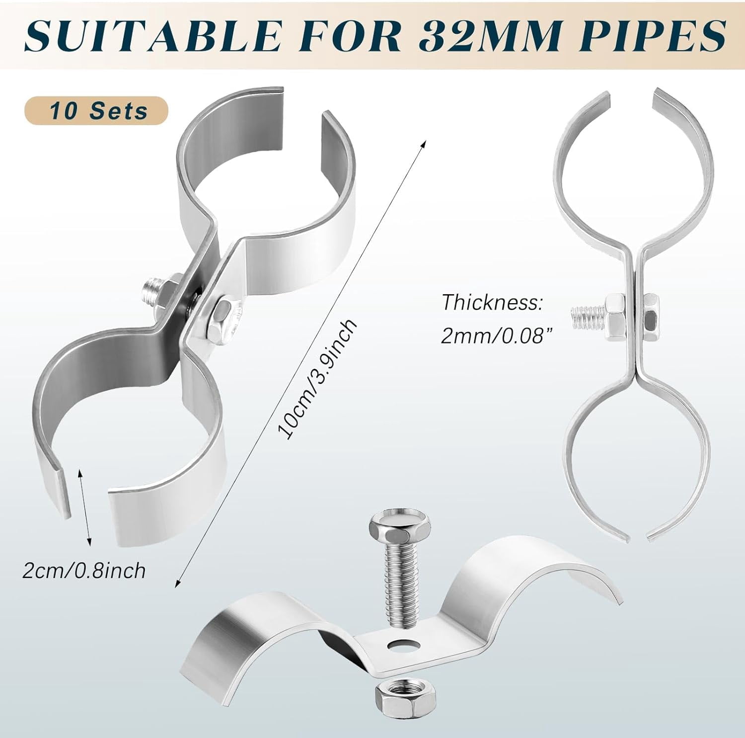 10 Pcs Chain Link Fence Panel Clamps 1 3/8 Inch Saddle Dog Kennel Frame Hardware Galvanized
