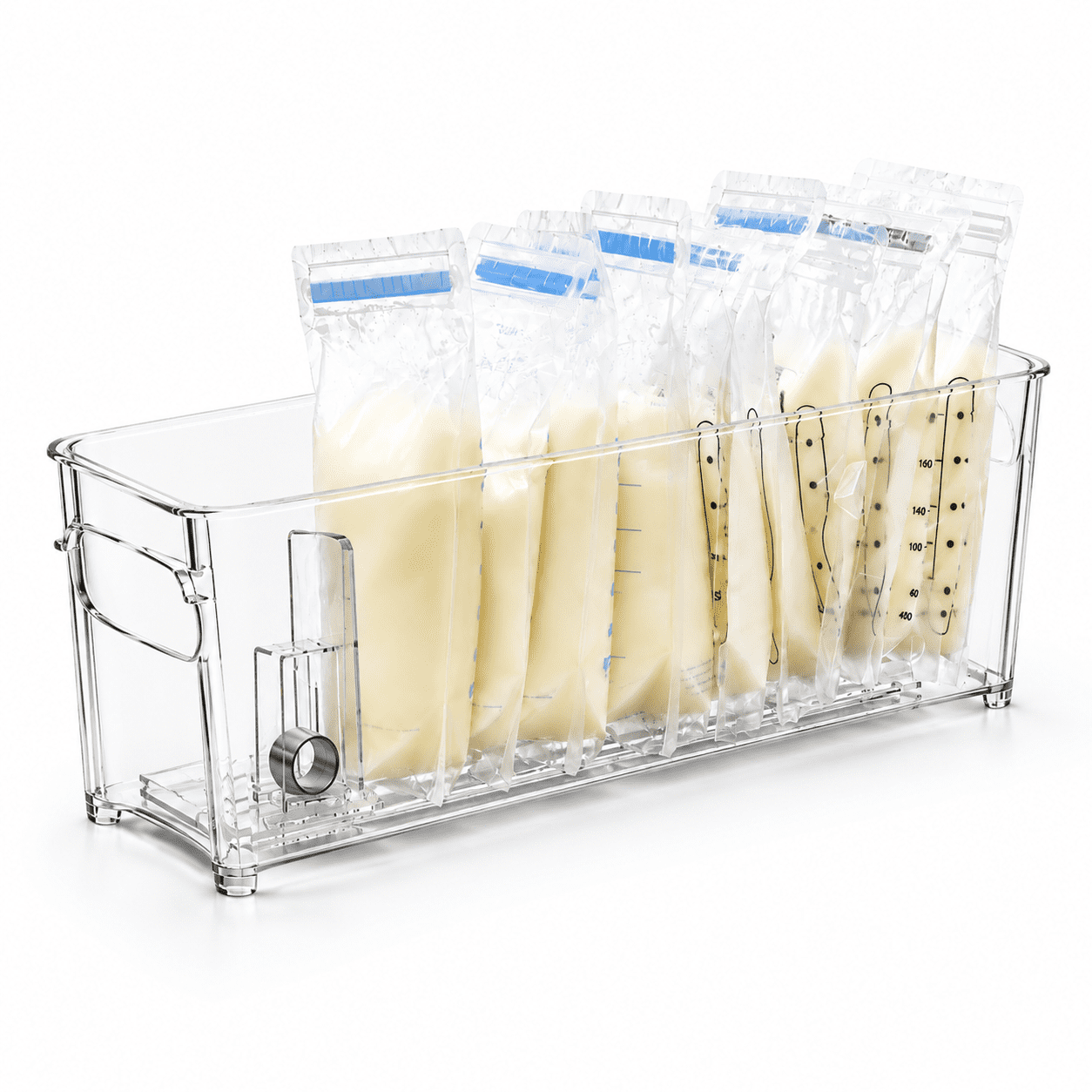 2 Pack Breast Milk Storage Containers with Auto Pusher for Fridge and Freezer
