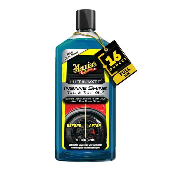 Meguiar’s Ultimate Insane Shine Tire & Trim Gel – Premium Tire Shine Gel and Trim Protectant in One, Get a Durable, High Gloss Shine While Applying Protection from UV Damage, 16 oz Gel​
