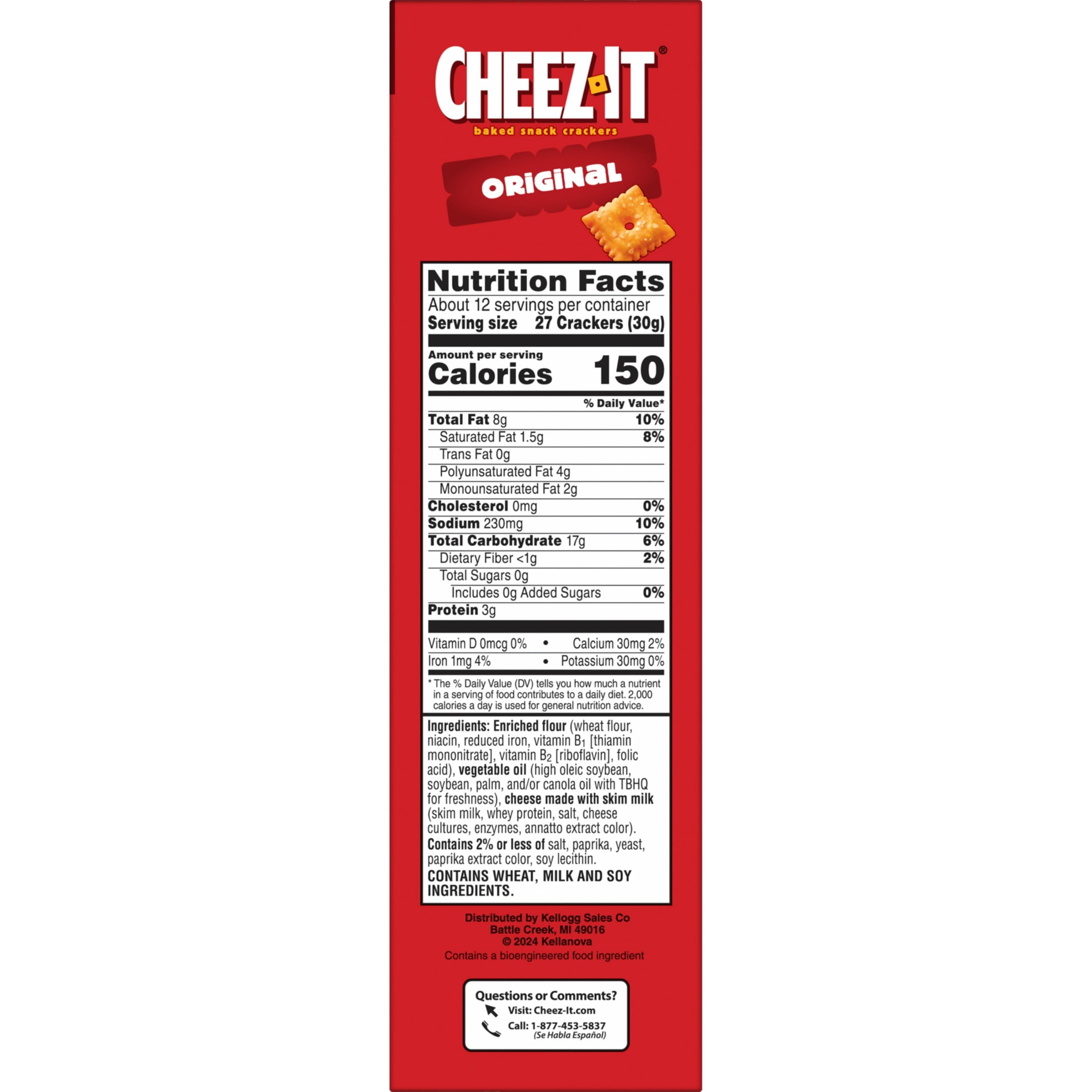 Cheez-It Original Cheese Crackers, Baked Snack Crackers, 12.4 oz
