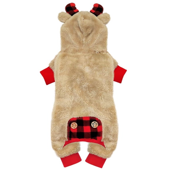 Pijama para perro KYEESE, diseño de reno navideño, a cuadros rojos, tamaño pequeño