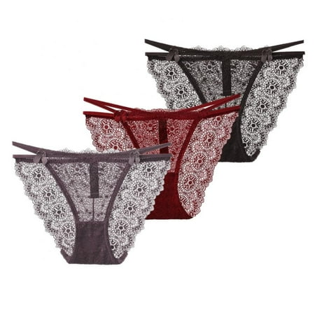 

Linen Purity G-String Womens Underwear Lace Low Rise - See Through Panties Breather Seamless Smooth Lace Thongs for Women(3-Packs)