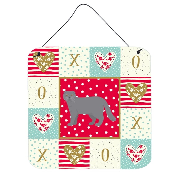 Scottish Fold 1 Cat Love Wall or Door Hanging Prints Red