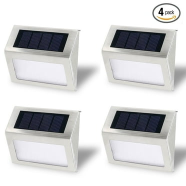 Solar Stair Light, EpicGadget Waterproof Outdoor LED Step Lighting 3 LED Solar Powered Step Lights Stainless Steel Outdoor Lighting for Steps Paths Patio Stairs (4 Pack)