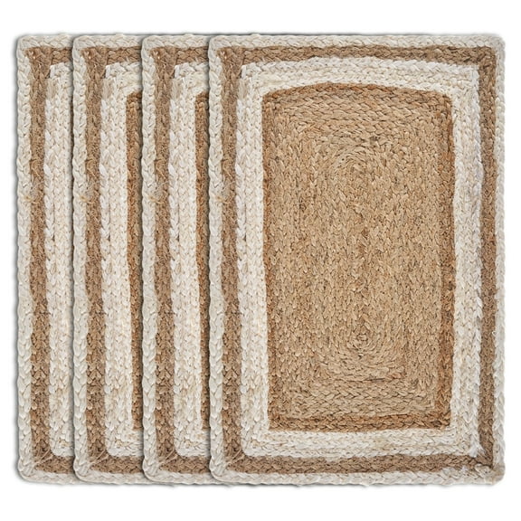 Ox Bay Ollie Set of 4 Jute Placemats, Braided Rectangle