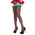 thumbnail image 5 of Collants Verts pour Femmes Halloween Noël Patchwork Coloré Rayé, 5 of 5