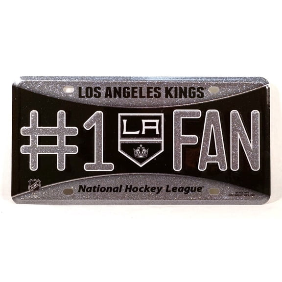 Los Angeles Hockey Kings #1 Fan Sparkly Glitter Look License Plate Tag - Number One! Let's Go! It's all about the Bling!