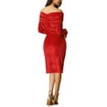 thumbnail image 3 of Unique Bargains Women's One Shoulder Ruched Bodycon Cocktail Mini Dress M Wine Red, 3 of 6
