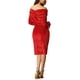 thumbnail image 3 of Vestido de cóctel midi ajustado de un solo hombro de INSPIRE CHIC para mujer en rojo vino L, 3 of 6