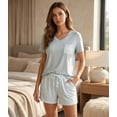 thumbnail image 3 of Womens Pajama Sets Soft T-shirt and shorts Sleepwear Sets size L, 3 of 5
