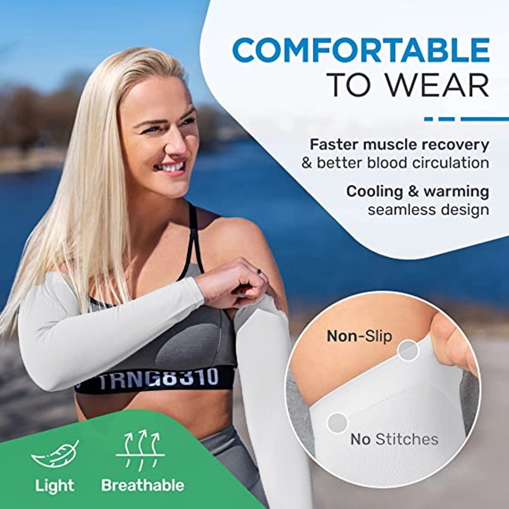 Manchons De Bras Compression UV - Protection Solaire - Taille Unique - Matière Respirante (70% Polyester, 30% Spandex) - Pour Sport Et Travail En Extérieur