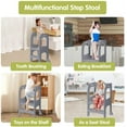 thumbnail image 2 of iRerts Step Stools for Kids, Wooden Toddler Step Stool with 2 Steps and Anti-slip Feet, Toddler Child Standing Tower for Bathroom Kitchen Counter Learning for Toddlers 18 Months and Older, Gray, 2 of 9