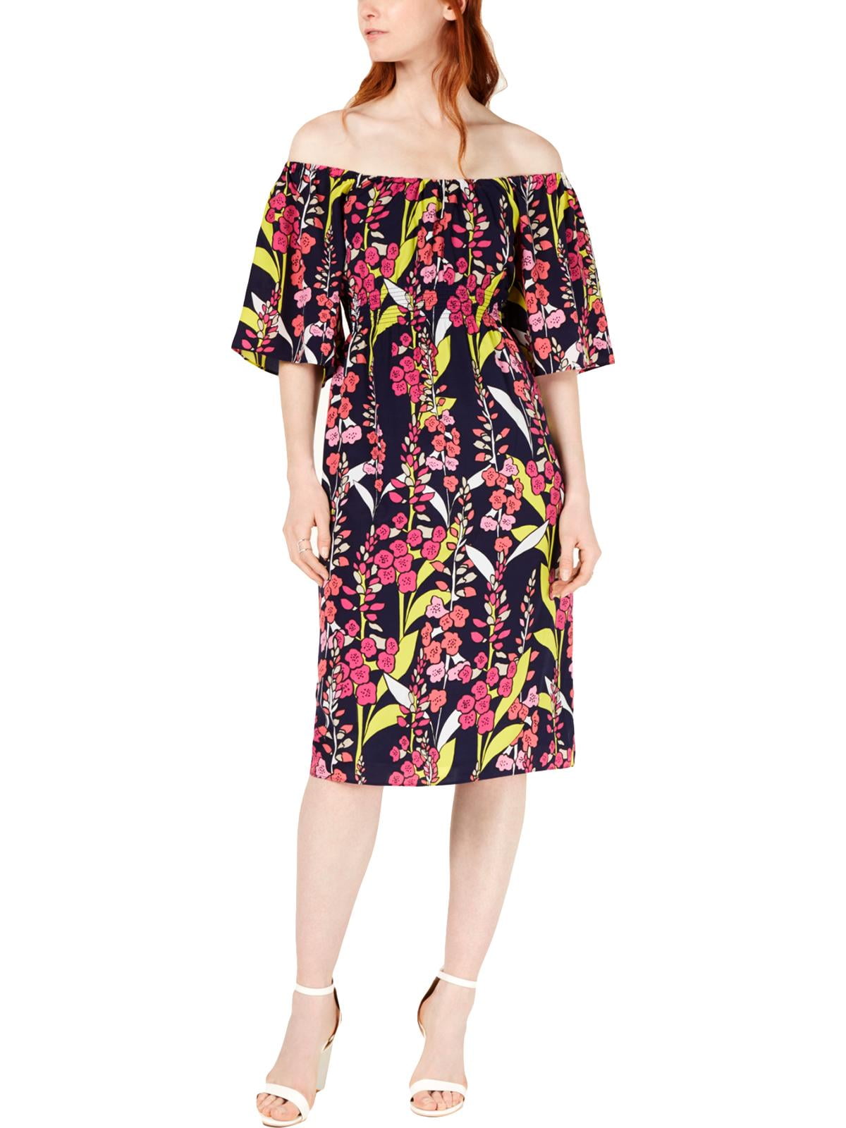 Trina Turk Trina Turk Womens Floral OffTheShoulder Casual Dress