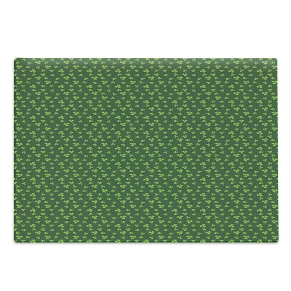 Floral Cutting Board, Repeating Nature Pattern of Mini Shamrock Leaves Greenery Meadow Items, Decorative Tempered Glass Cutting and Serving Board, in 3 Sizes, by Ambesonne