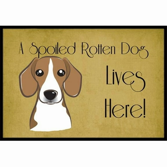 Caroline's Treasures BB1487MAT Beagle Spoiled Dog Lives Here Door Mat, Indoor Rug or Outdoor Welcome Mat 18x27 Doormat ,