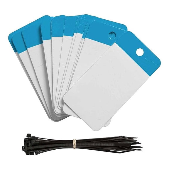 Brady Tag, Blank, Polyester, 5 in H x 3 1/4 in W, Blue, Rectangle, 25 PK 102013