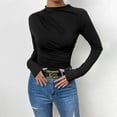 thumbnail image 4 of frariair Feminine Ruffle Sleeve Base Top With Stretchy Fabric Ideal For Professional Settings And Dressy Casual Comfort Black, 4 of 7