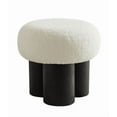 thumbnail image 2 of Mushroom Shape Ottoman, Broadcloth Pleat Mushroom Stool, Lamb Wool Footstool Seat, Barrel PVC Pipe With Walnut Finish, White, 2 of 5