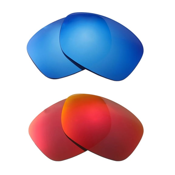 Walleva 2 Paris Polarized Replacement Lenses For Oakley Urgency OO9158 Sunglasses-Fire Red   Ice Blue