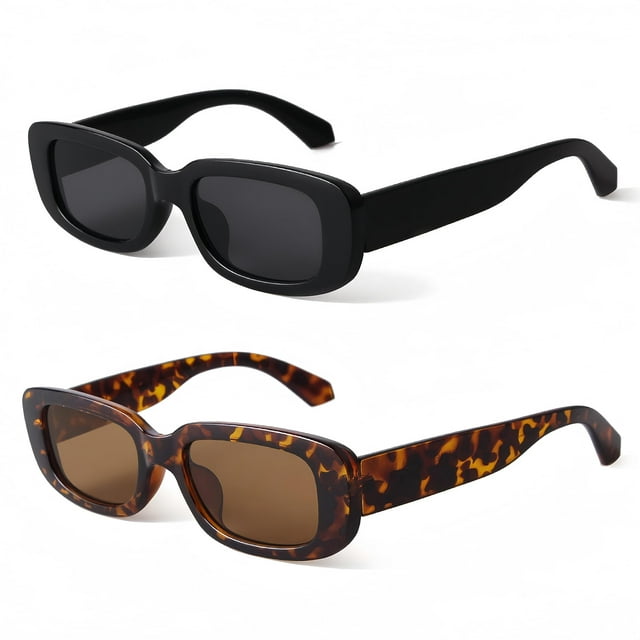 BUTABY Gafas de sol rectangulares para mujer, gafas de conducción retro de los años 90, marco cuadrado estrecho, protección UV400
