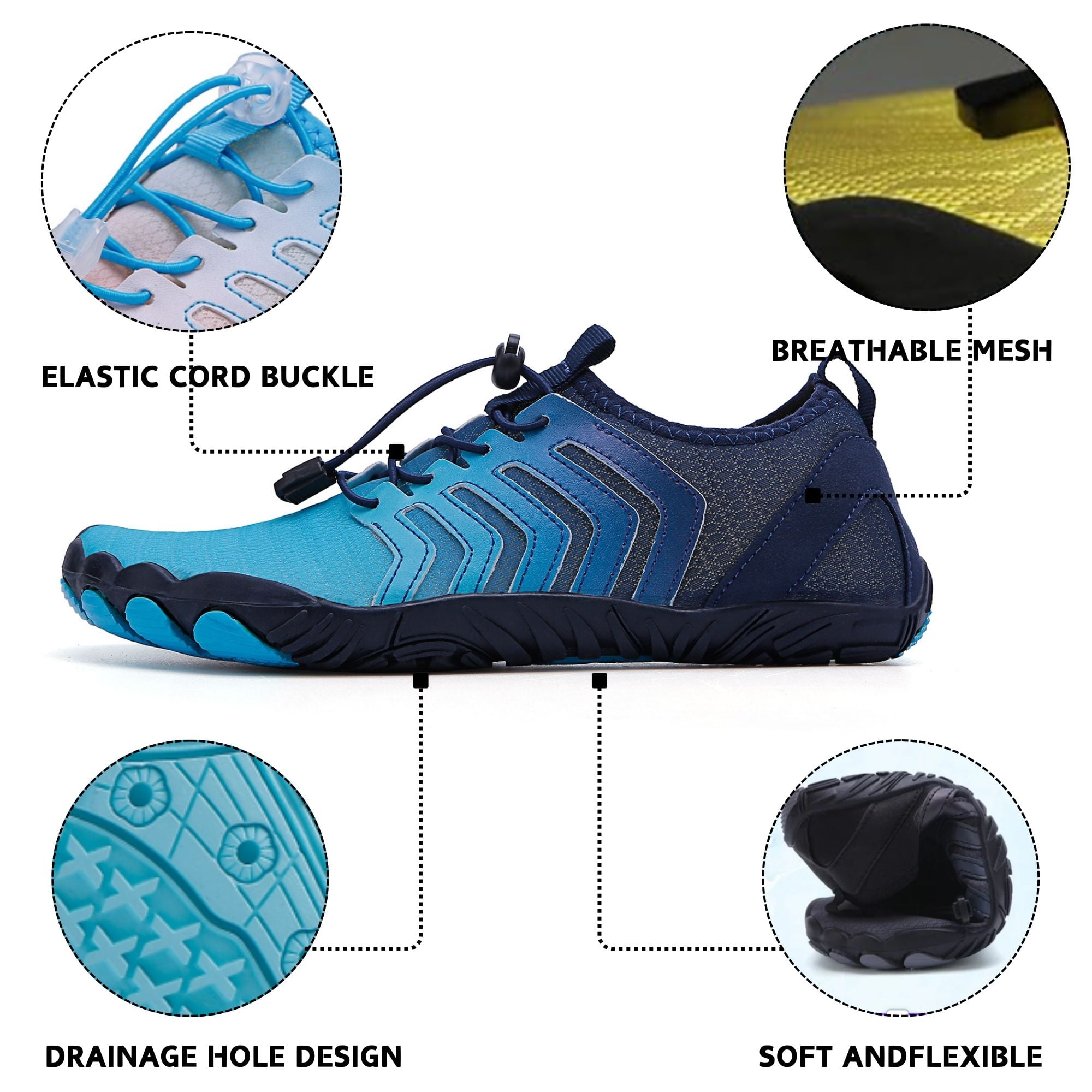 BERANMEY Hiking Barefoot Shoes Womens Mens Non-slip Quick Dry Breathable Water Shoes for Women Athletic Shoes Workout Shoes with Drainage Lightweight Grounded Footwear